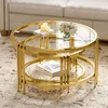 STILVORA Runden Couchtisch Set Gold, Beistelltisch Set Produktbild-Vorschau 8