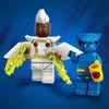 Two LEGO minifigures, Storm and Beast from X-Men, are displayed against a blue background with a subtle dotted pattern. Náhled obrázku produktu