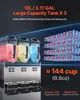 A commercial slushy machine with three tanks filled with red, yellow, and blue drinks. Voir les images du produit