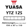 YUASA Wartungsfreie Batterie Werkseitig aktiviert - YTZ12S Produktbild-Vorschau 2