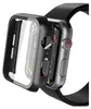 A protective case is shown being placed onto an Apple Watch. Produktbild-Vorschau
