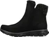 A side view of a black winter boot with a knitted cuff. Voir les images du produit