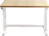 A simple wooden top table with white legs, presented against a white background. Voir les images du produit