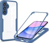 A blue and transparent phone case is shown, with a phone inside the case, on a white background. Produktbild-Vorschau