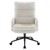 A white, fluffy office chair with a black base and wheels, shown from the front. Voir les images du produit