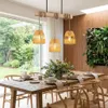 Holz Pendelleuchte 3-flammig Rattan, Boho Hängelampe für Produktbild-Vorschau 7