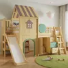 Hochbett 90x200 cm mit Rutsche & Kleiderschrank Kinderbett Produktbild-Vorschau 4