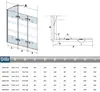 A diagram and a table showing dimensions and specifications for shower enclosures. Produktbild-Vorschau