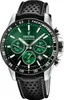 A close-up studio shot of a Festina chronograph watch with a green dial and black leather strap. Náhled obrázku produktu