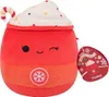 A plush toy shaped like a cup of hot chocolate with whipped cream and a candy cane. Náhľad obrázku produktu