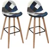 Lot De 2 Tabourets De Bar Patchwork Bleu Gris Voir les images du produit 3