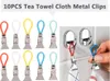 10 STueCKE Geschirrtuch Clips Tuch Haengen Metall Clips Produktbild-Vorschau 1