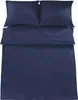 A dark blue duvet cover and two pillowcases are laid out flat on a white background. Anteprima dell’immagine prodotto