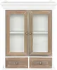 A white wall-mounted cabinet with two glass doors and two drawers. Náhľad obrázku produktu