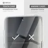 A split image comparing two types of phone cases, one labeled 'Touch Case' with a checkmark and the other 'Andere Cases' with a cross. Produktbild-Vorschau