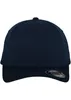 A navy blue FLEXFIT 5 panel cap is shown against a white background. Produktbild-Vorschau