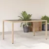 vidaXL Záhradný stôl so sklenenou doskou béžový 150x90x75 Náhľad obrázku produktu 2