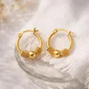 Creolen Ohrringe Damen Gold Edelstahl Hoop Ohrringe Kugel Produktbild-Vorschau 1