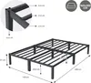 A diagram showing a metal bed frame with dimensions and close-up views of its construction. Náhled obrázku produktu