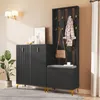 A modern entryway furniture set with a shoe cabinet, coat rack, and bench. Produktbild-Vorschau