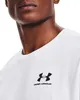 Close-up of a person wearing a white t-shirt with a black logo. Náhled obrázku produktu