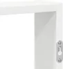 A close-up view of a white shelf with a silver mounting bracket attached to the side. Produktbild-Vorschau