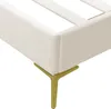 Close-up of a bed frame corner with a gold leg. Produktbild-Vorschau