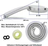 A diagram and components of a shower head and hose set. Anteprima dell’immagine prodotto