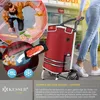 A collage of images showing a shopping trolley in use and its features. Produktbild-Vorschau