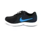 A single black Nike sneaker with a blue swoosh logo and white sole, isolated on a white background. Produktbild-Vorschau