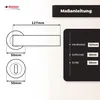 Diagram showing dimensions of a door handle set. Produktbild-Vorschau