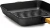 Ø26cm Gusseisen Grillpfanne Holzgriff Pressdeckel Produktbild-Vorschau 5