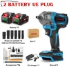 A collection of tools and accessories for an impact wrench, including batteries, sockets, drill bits, and a charger. Voir les images du produit