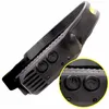 A close-up view of a black headlamp with two buttons and a yellow LED light. Náhled obrázku produktu