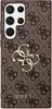 A close-up view of a brown phone case with a repeating pattern and a prominent gold Guess logo. Podgląd zdjęcia produktu
