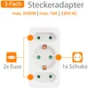 ORSEM Mehrfachsteckdose Schutzkontakt Steckdosenadapter Produktbild-Vorschau 2
