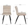 Two views of a beige velvet dining chair with dimensions indicated by text overlays and measurement lines. Produktbild-Vorschau