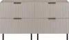 A front view of a beige cabinet with fluted doors and black legs. Anteprima dell’immagine prodotto