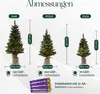 A size chart showing three different sizes of artificial Christmas trees with their dimensions and LED light counts. Anteprima dell’immagine prodotto