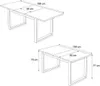 Two diagrams of a dining table showing different dimensions. Produktbild-Vorschau