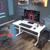 A modern gaming setup with a height-adjustable desk, computer, and accessories. Podgląd zdjęcia produktu