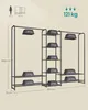 Diagram showing dimensions and weight capacity of a clothing rack. Produktbild-Vorschau