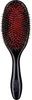 A black Denman hairbrush with red bristles and silver pins is shown against a white background. Produktbild-Vorschau