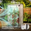 A tomato plant growing inside a greenhouse with a rolled-up door. Produktbild-Vorschau