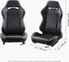 Two black racing seats are displayed against a white background, with dimensions indicated by lines and text. Produktbild-Vorschau