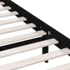 Close-up view of a wooden bed frame with black painted side rails and light-colored wooden slats. Produktbild-Vorschau