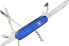 A blue transparent Victorinox multi-tool knife is shown against a white background. Produktbild-Vorschau
