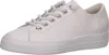 A studio shot of a single white leather sneaker. Voir les images du produit
