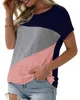 Damen Kurzarm-Top mit Farbblock-Design, lässiges Produktbild-Vorschau 2
