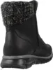 A side view of a black winter boot with a knitted cuff. Voir les images du produit